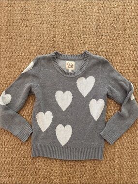 Chaser Gray sweater with white heart pattern size smalll